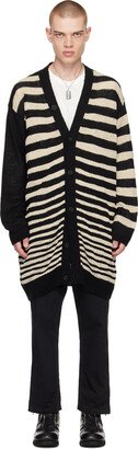 Black & Off-White Striped Cardigan