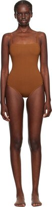 Brown Aquarelle One-Piece Swimsuit