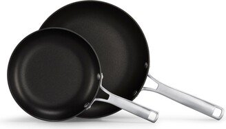 Classic Hard-Anodized Nonstick 8 and 10 Frying Pans Set - Black, Stainless Steel