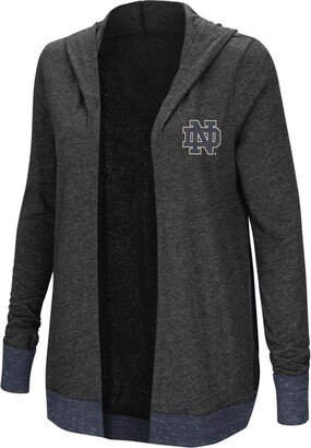 Women's Charcoal Notre Dame Fighting Irish Plus Size Steeplechase Open Hooded Tri-Blend Cardigan