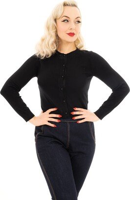 Ro Rox Coraline Vintage 1950's Rockabilly Knitted Long Sleeve Cardigan Knit Top Black