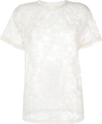 short-sleeved lace T-shirt