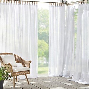 Darien Solid Indoor/Outdoor Sheer Adhesive Loop Tab Top Window Curtain Panel, 52 x 84