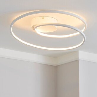 Dunelm Menton Integrated LED Swirl White Semi-Flush Ceiling Fitting White