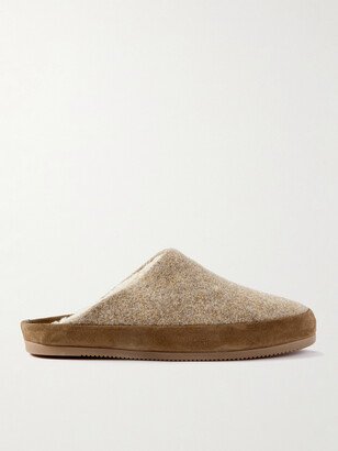 Mulo Suede-Trimmed Shearling-Lined Recycled-Wool Slippers-AB