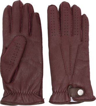 Perforated-Detail Leather Gloves