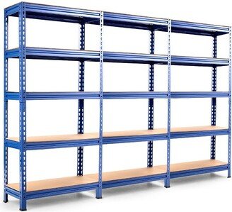 3PCS 5-Tier Metal Storage Shelves 60''Adjustable Shelves Blue
