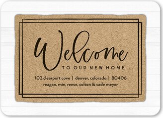 Moving Announcements: Welcome Mat Moving Announcement, Beige, 5X7, Standard Smooth Cardstock, Rounded