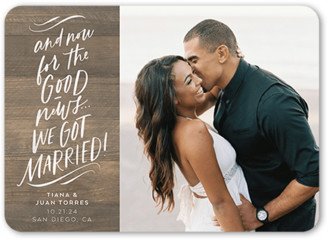 Wedding Announcements: Good News Wedding Announcement, Grey, 5X7, Pearl Shimmer Cardstock, Rounded