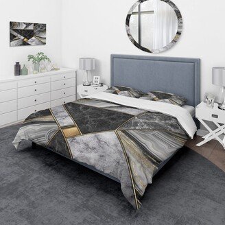 Designart 'Marble Granite Agate With Touches Of Gold' Modern Duvet Cover Set