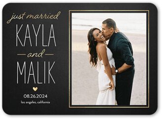 Wedding Announcements: Big Names Wedding Announcement, Grey, 5X7, Signature Smooth Cardstock, Rounded