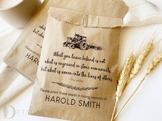 Farmer Memorial Gift Bags, Funeral Favor Great For Wildflowers Or Seeds | Not Included, Celebration Of Life, Condolence, Sympathy