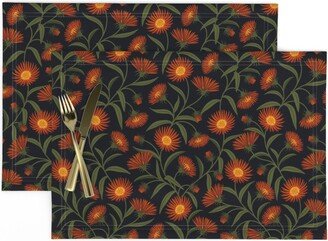 Fall Floral Placemats | Set Of 2 - Autumn Aster By Ekpdesign Utumn Decor Blossom Traditional Lush Cloth Spoonflower