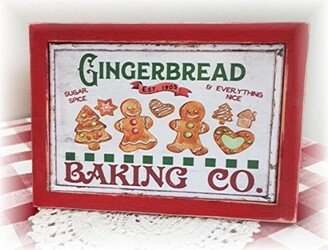 Gingerbread Baking Co. Framed Wood Sign For Christmas Tiered Trays