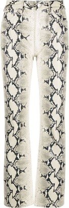 Danielle snakeskin-print straight jeans