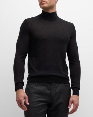 Men's Cashmere-Silk Mock Neck Sweater-AA