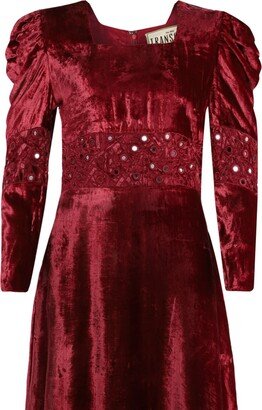 Transcend Mirror Dress, Velvet With Handcut Mirror Embroidery