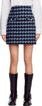 Marty Houndstooth Tweed Miniskirt