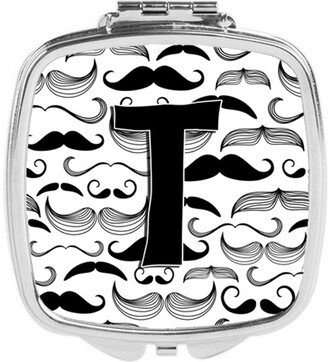 CJ2009-TSCM Letter T Moustache Initial Compact Mirror