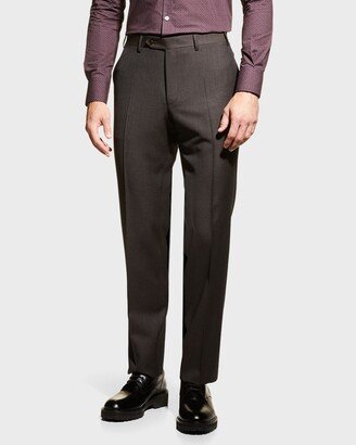 Men's Flat-Front Melange Trousers-AA