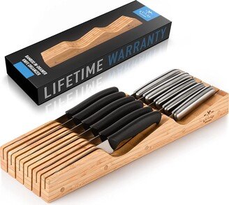 Bamboo Edge-Protecting Knife Organizer Block Holds Up To 11 Knives