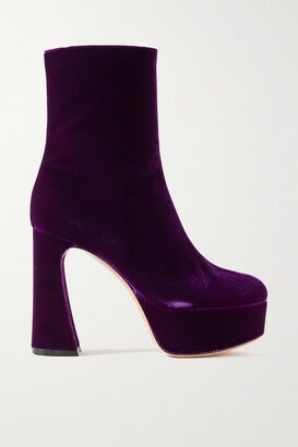 70 Velvet Platform Ankle Boots - Purple