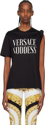 Black 'Goddess' Rolled T-Shirt