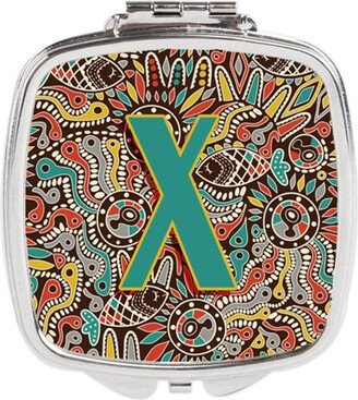 CJ2013-XSCM Letter x Retro Tribal Alphabet Initial Compact Mirror