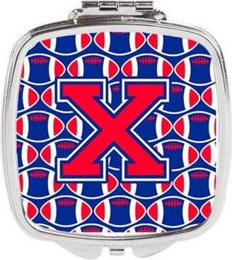 CJ1076-XSCM Letter X Football Harvard Crimson & Yale Blue Compact Mirror