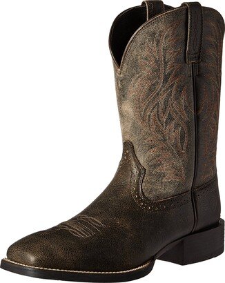 Mens Sport Wide Square Toe Western Boot Brooklyn Brown/Ashes 12