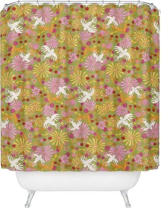 Alja Horvat Birds Flowers Shower Curtain