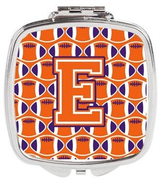 CJ1072-ESCM Letter E Football Orange, White & Regalia Compact Mirror