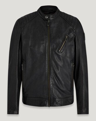 Cheviot Leather V Racer Jacket In Black