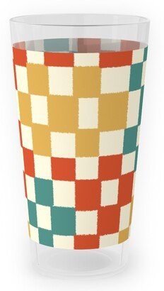 Outdoor Pint Glasses: Wonky Checkerboard - Multi Outdoor Pint Glass, Multicolor