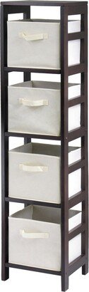 Capri 4-Section N Storage Shelf with 4 Foldable Fabric Baskets