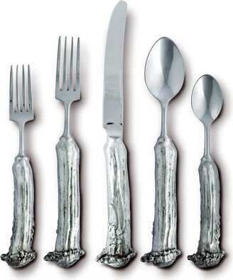 5 Piece Pewter Antler Flatware Set Place Setting