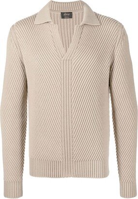 V-neck ribbed-knit jumper-AB