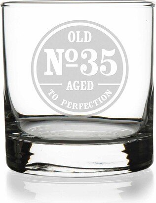 35 Year Aged Perfection Birthday Round Rocks Glass - 35Th Gift, Glass, Gift For Him, Friend