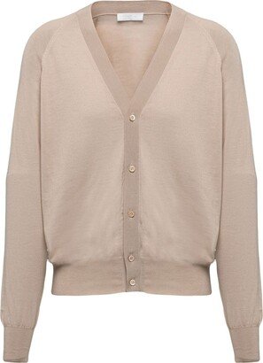 worsted-wool V-neck cardigan