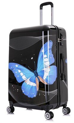 Black Butterfly Prints Hardside Luggage 28In