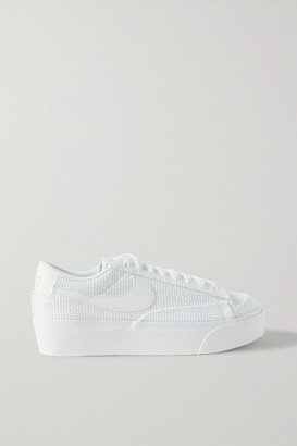 Blazer Low Leather-trimmed Crocheted Platform Sneakers - White