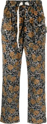 Advisory Board Crystals Floral-Jacquard Straight-Leg Trousers