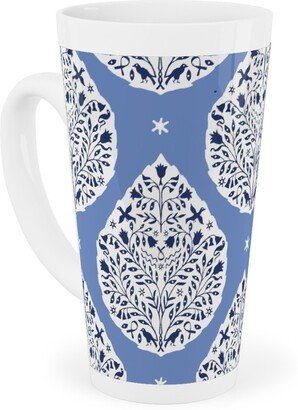 Mugs: Conway Paisley - Cobalt And Navy Tall Latte Mug, 17Oz, Blue