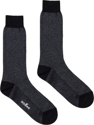 Herringbone-Pattern Jersey Socks