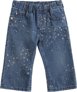 Glittered cotton denim jeans