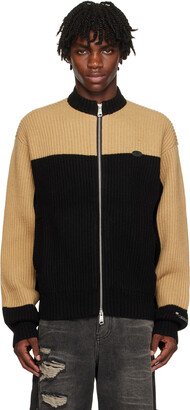Black & Beige Two-Way Zip Sweater
