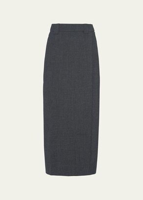 Wraparound Wool Midi Skirt