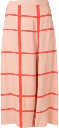 Alcaçuz Appliqué Check Midi Skirt