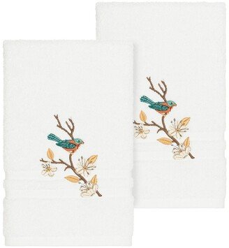 Spring Time Embellished Hand Towel - Set of 2 - White