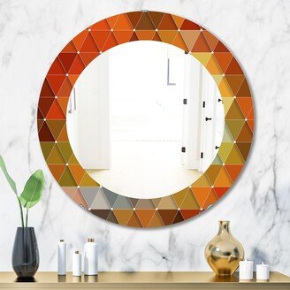 Designart 'Triangular Colourfields 18' Printed Modern Mirror - Oval or Round Wall Mirror